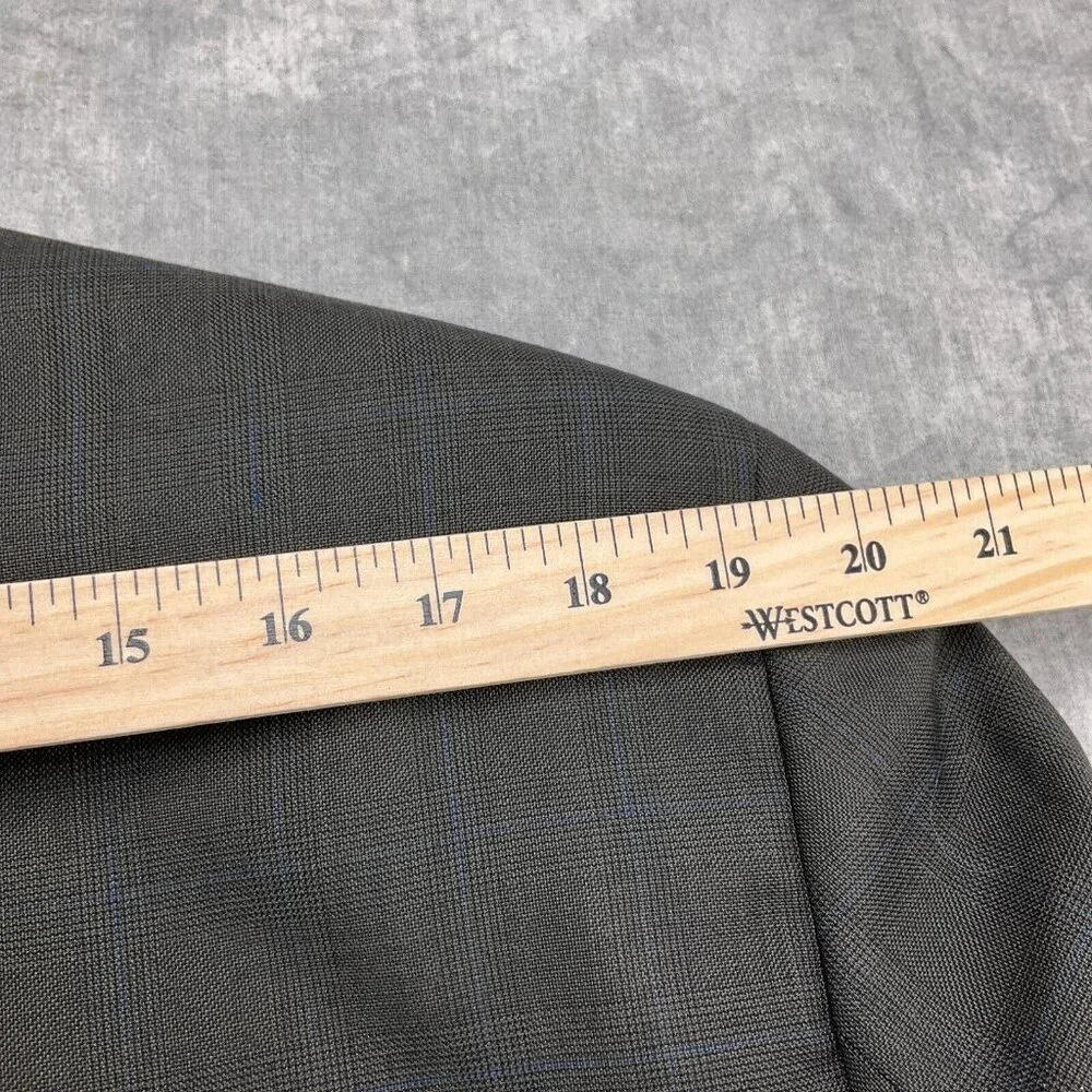 Chaps Ralph Lauren Blazer Men 42R Gray Blue Plaid Cashmere Wool Union Canada VTG